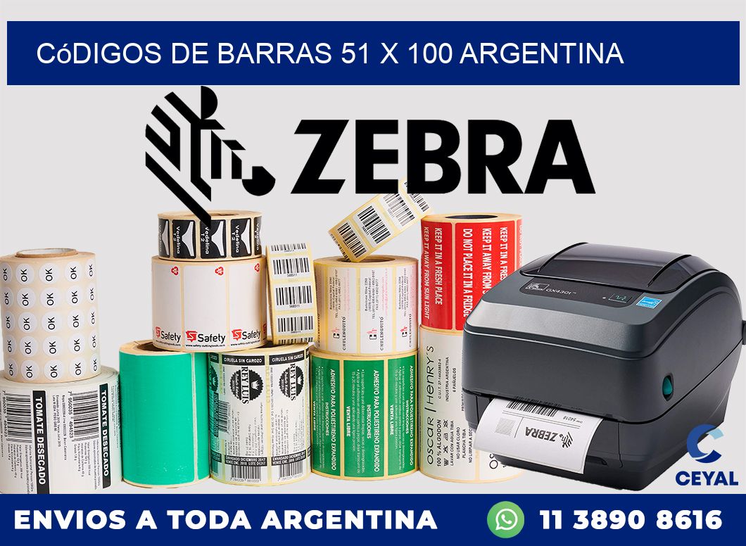 Códigos de Barras 51 x 100 argentina