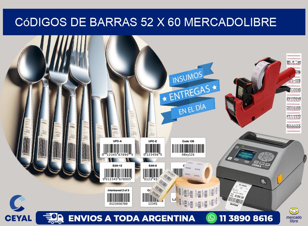 Códigos de Barras 52 x 60 MERCADOLIBRE