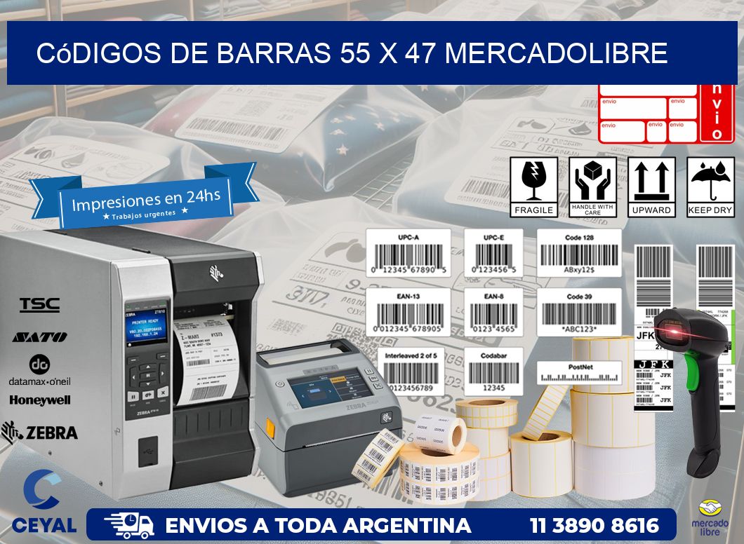 Códigos de Barras 55 x 47 MERCADOLIBRE