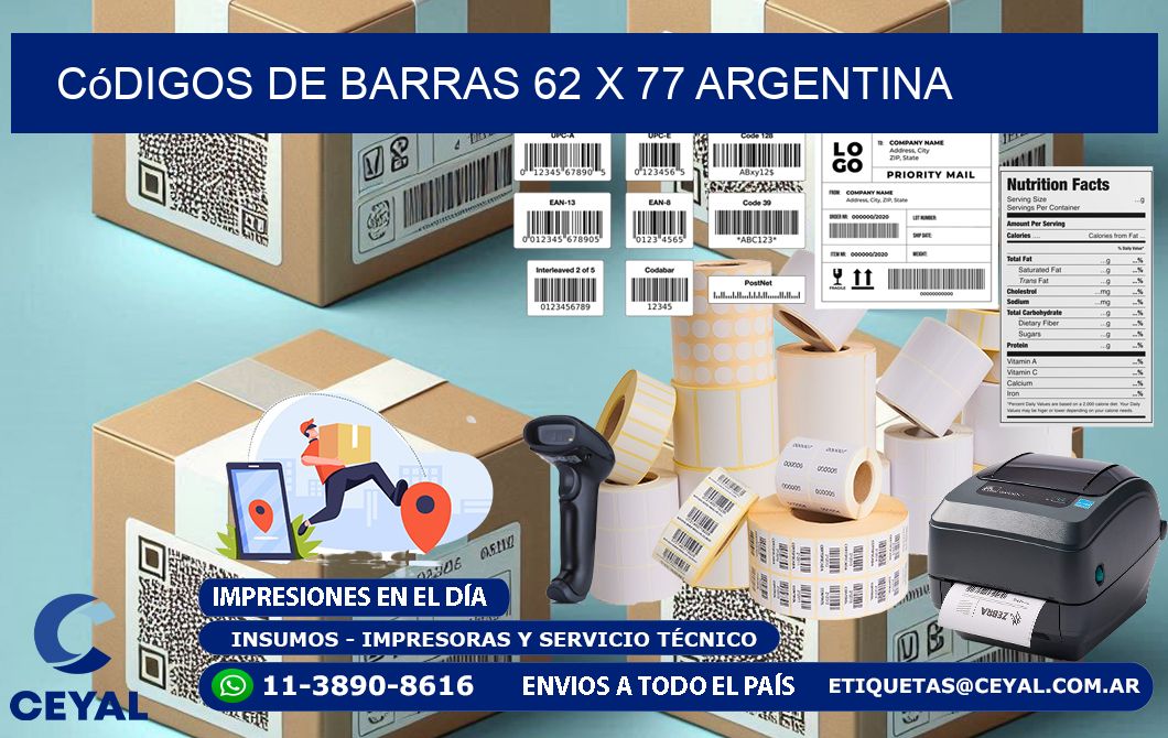 Códigos de Barras 62 x 77 argentina