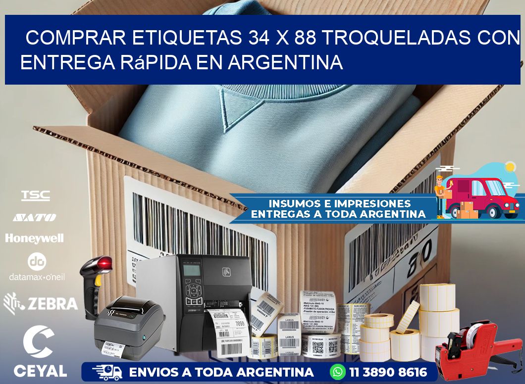 Comprar etiquetas 34 x 88 troqueladas con entrega rápida en Argentina