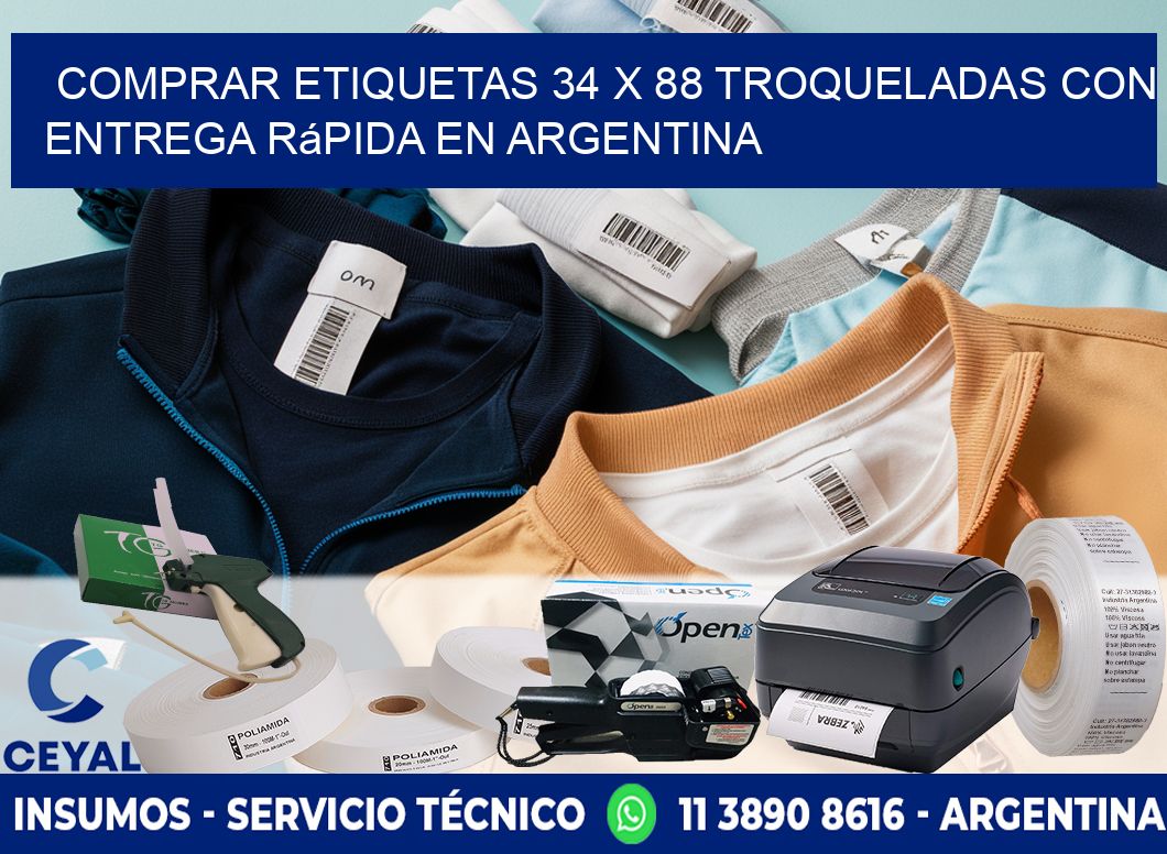 Comprar etiquetas 34 x 88 troqueladas con entrega rápida en Argentina