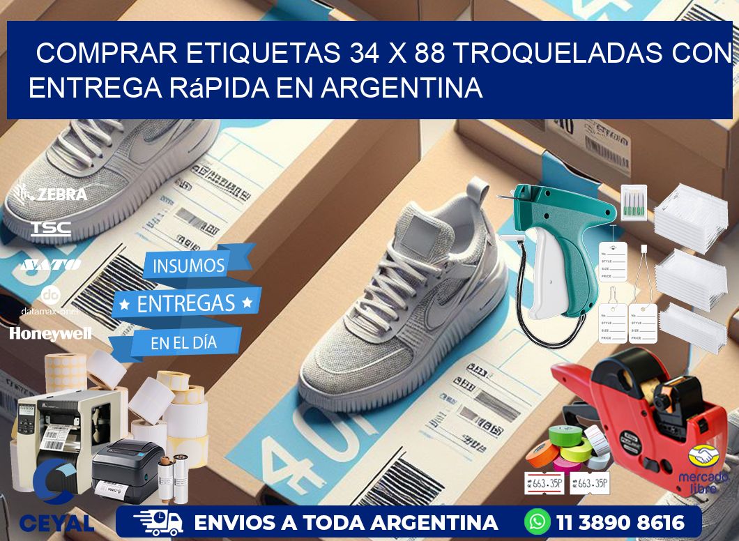 Comprar etiquetas 34 x 88 troqueladas con entrega rápida en Argentina