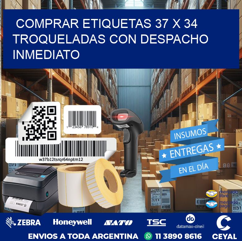 Comprar etiquetas 37 x 34 troqueladas con despacho inmediato