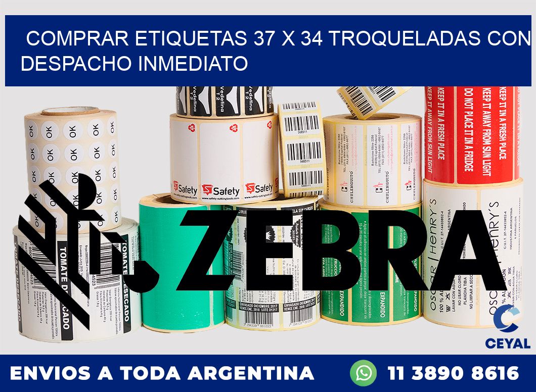 Comprar etiquetas 37 x 34 troqueladas con despacho inmediato
