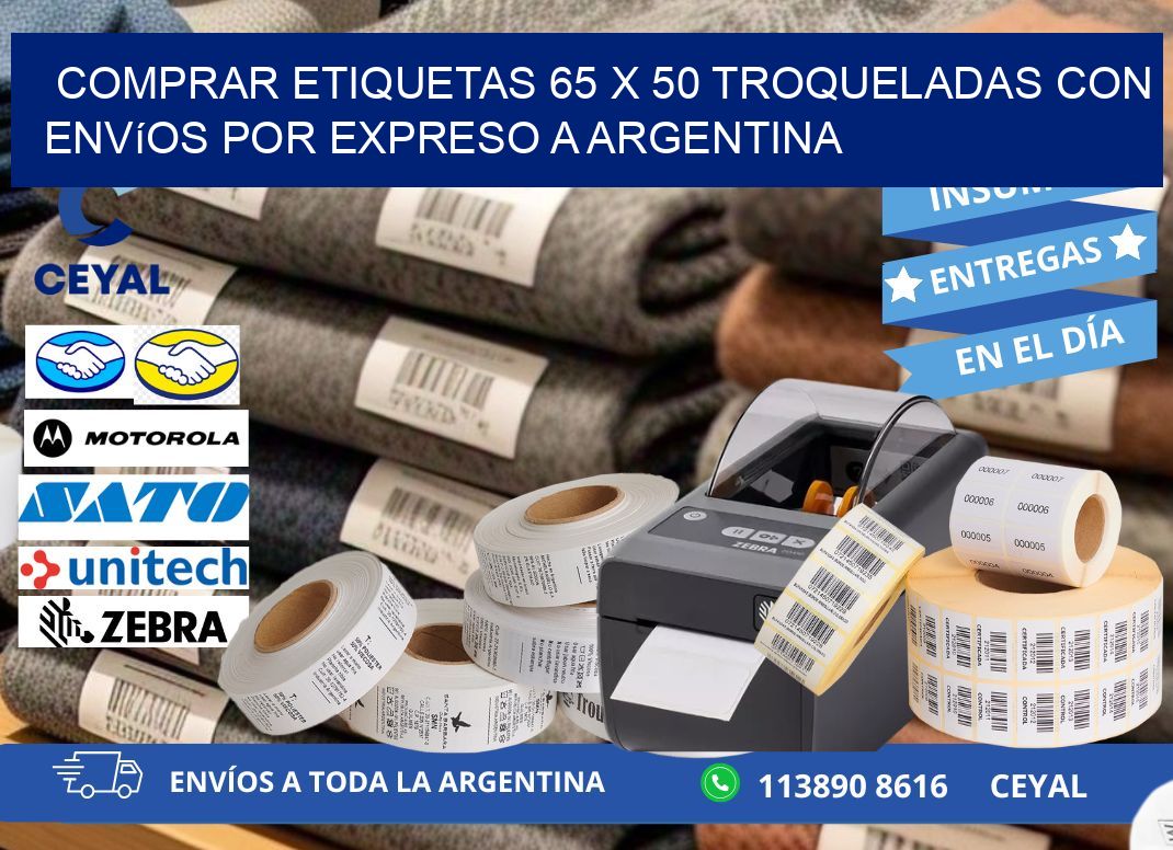 Comprar etiquetas 65 x 50 troqueladas con envíos por expreso a Argentina
