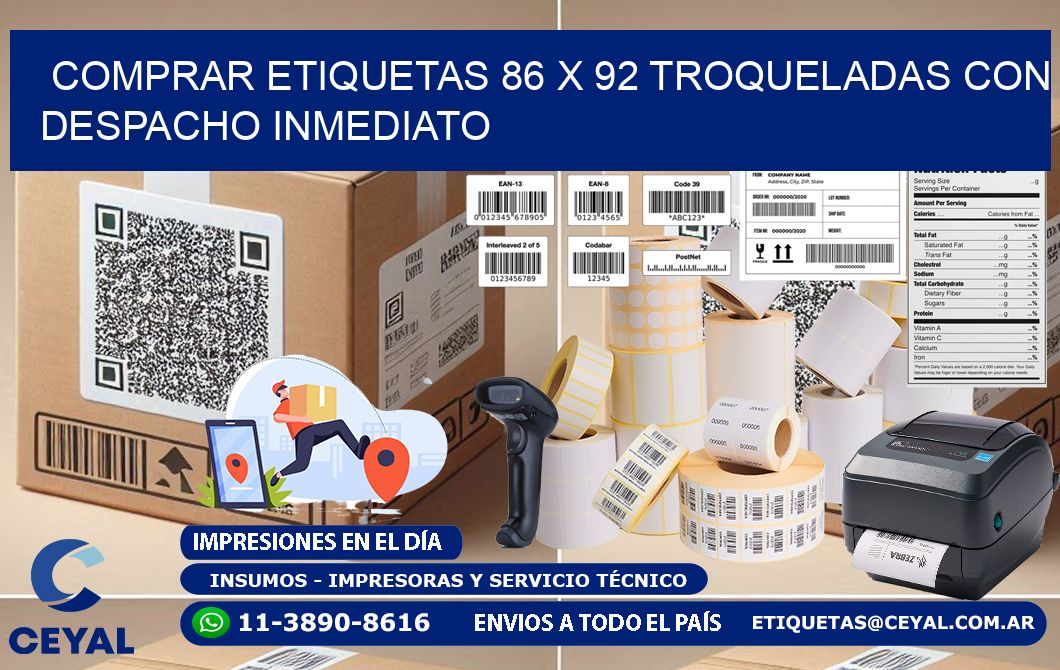 Comprar etiquetas 86 x 92 troqueladas con despacho inmediato