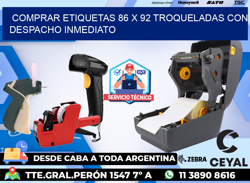 Comprar etiquetas 86 x 92 troqueladas con despacho inmediato