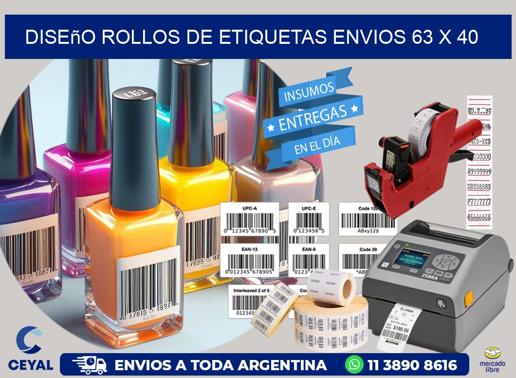 Diseño ROLLOS DE ETIQUETAS ENVIOS 63 x 40