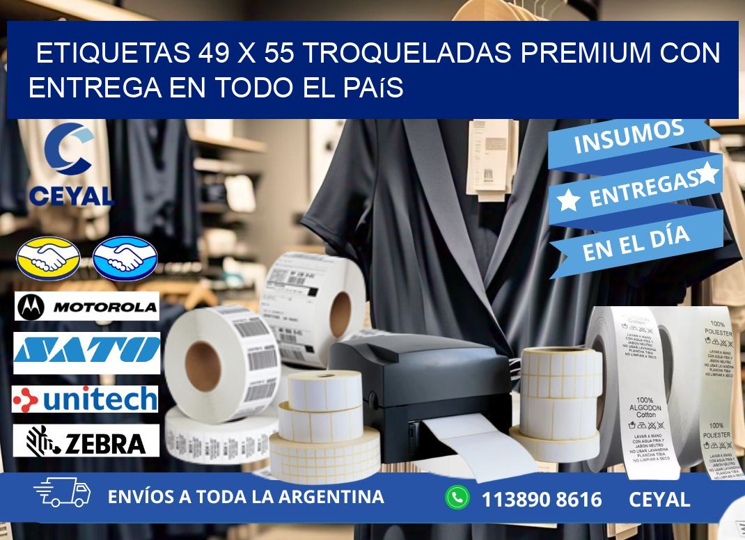 Etiquetas 49 x 55 troqueladas premium con entrega en todo el país