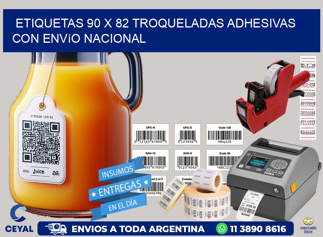 Etiquetas 90 x 82 troqueladas adhesivas con envío nacional
