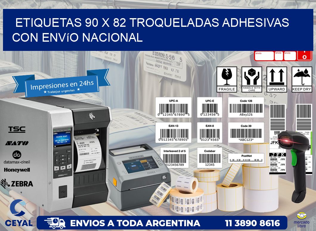 Etiquetas 90 x 82 troqueladas adhesivas con envío nacional