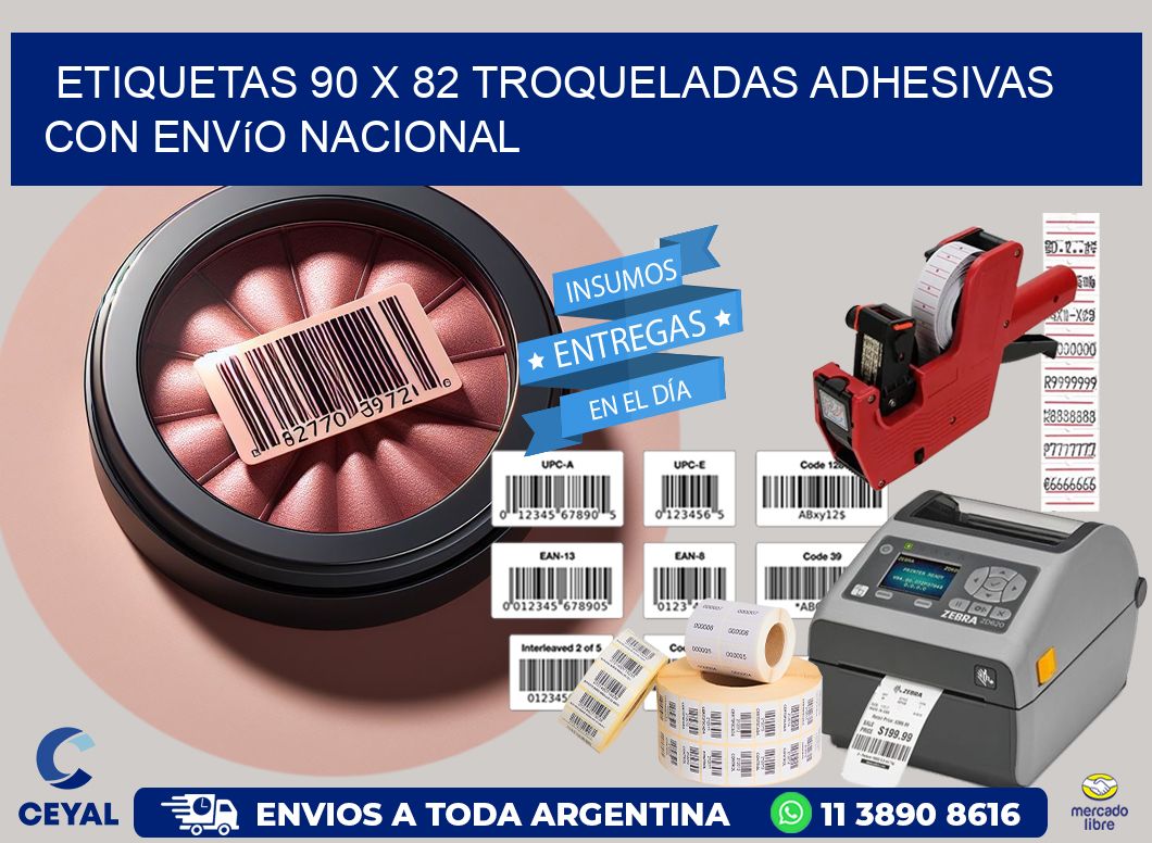 Etiquetas 90 x 82 troqueladas adhesivas con envío nacional