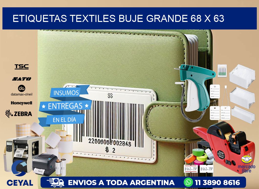 Etiquetas textiles buje grande 68 x 63