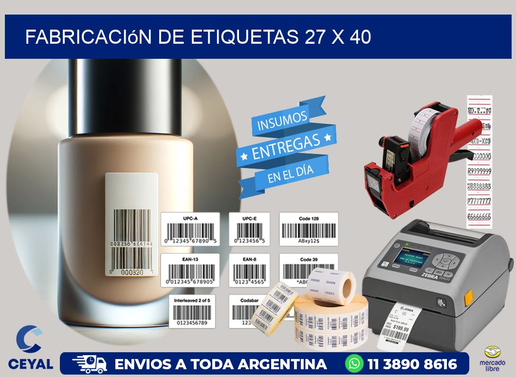 Fabricación de etiquetas 27 x 40