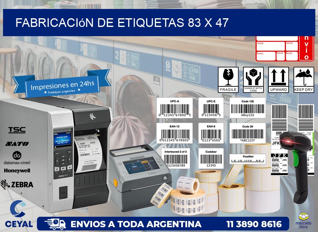 Fabricación de etiquetas 83 x 47