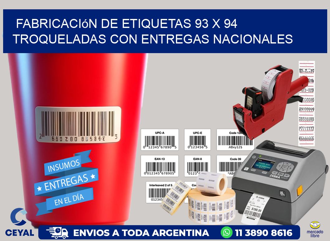Fabricación de etiquetas 93 x 94 troqueladas con entregas nacionales