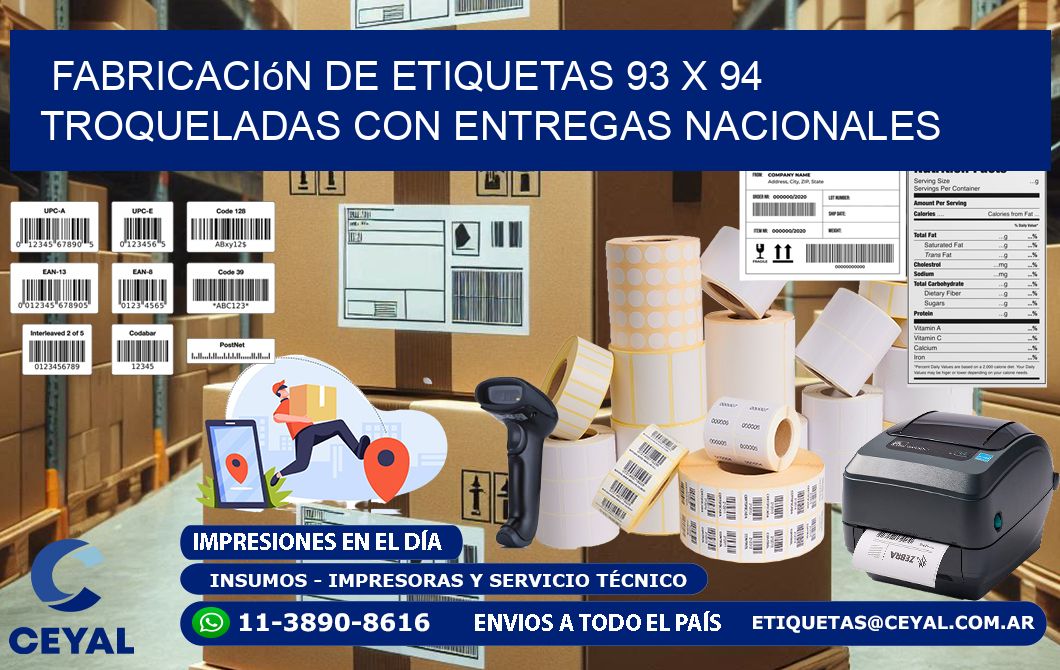 Fabricación de etiquetas 93 x 94 troqueladas con entregas nacionales