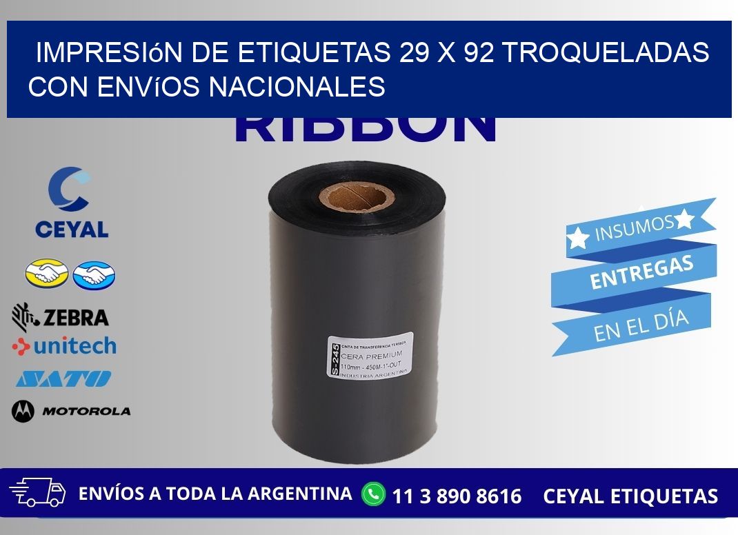 Impresión de etiquetas 29 x 92 troqueladas con envíos nacionales