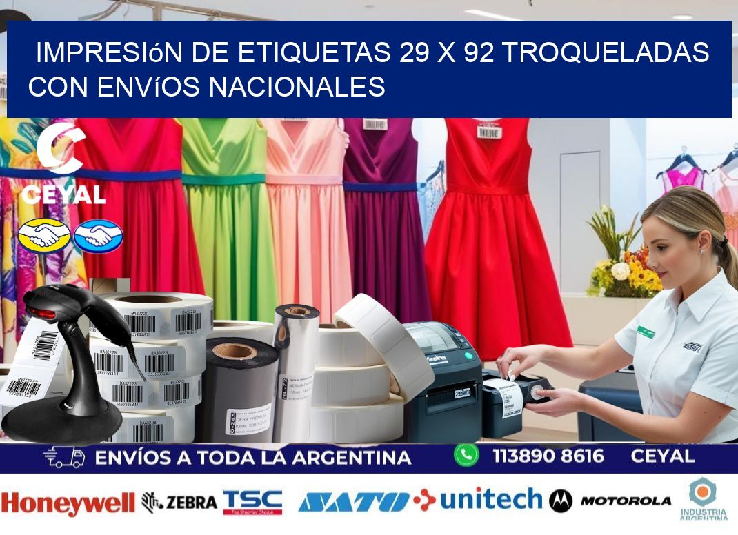 Impresión de etiquetas 29 x 92 troqueladas con envíos nacionales