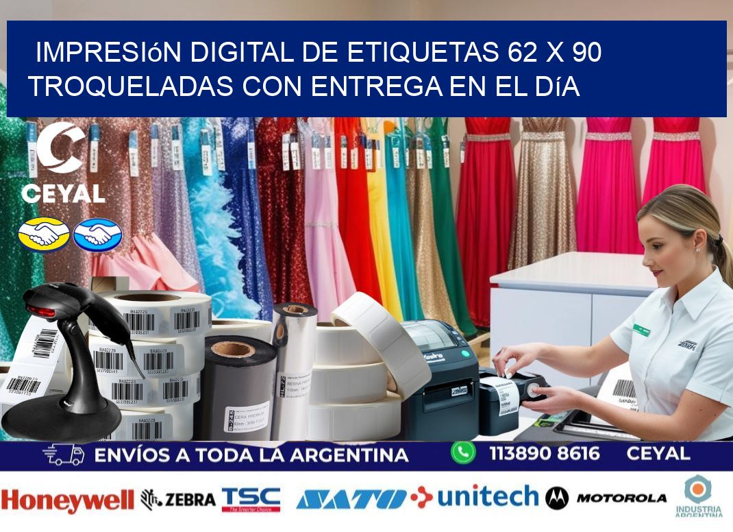 Impresión digital de etiquetas 62 x 90 troqueladas con entrega en el día