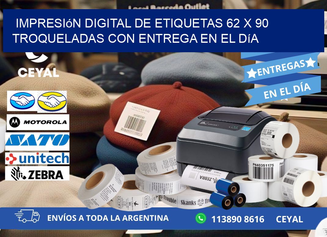 Impresión digital de etiquetas 62 x 90 troqueladas con entrega en el día