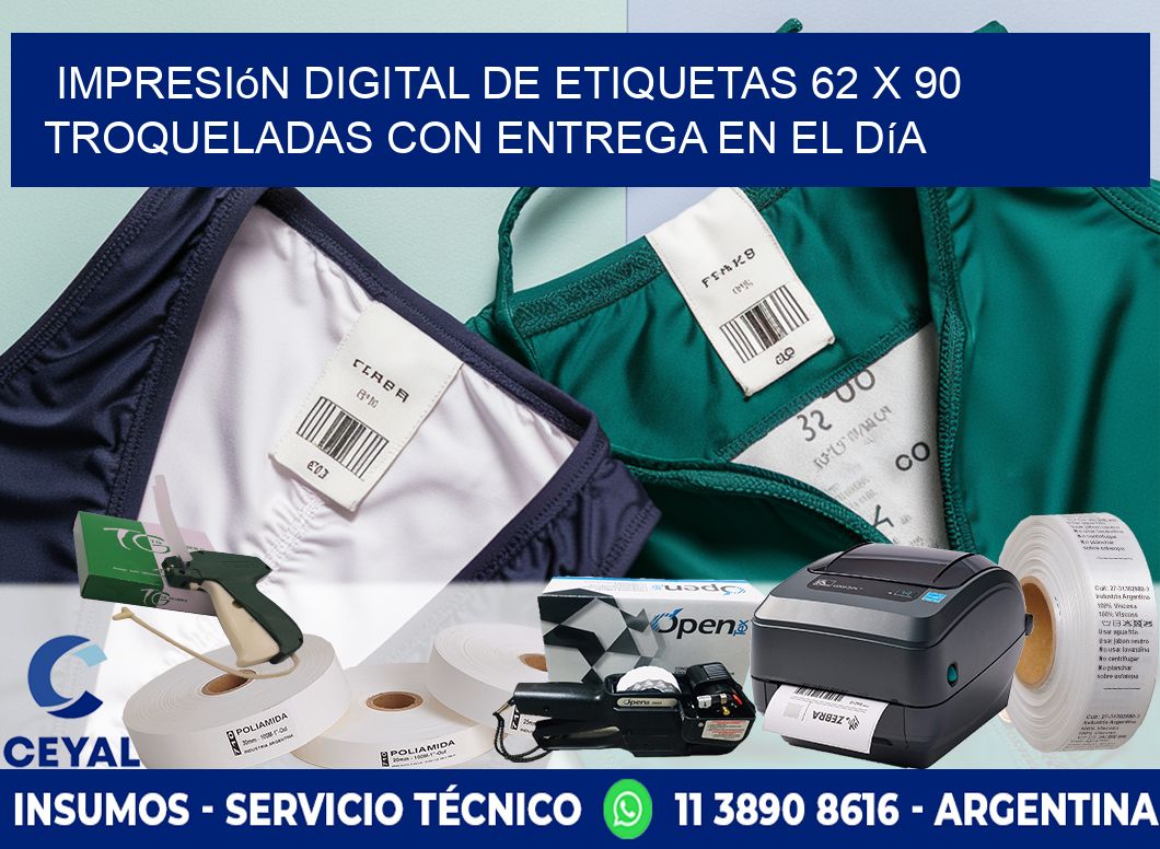 Impresión digital de etiquetas 62 x 90 troqueladas con entrega en el día