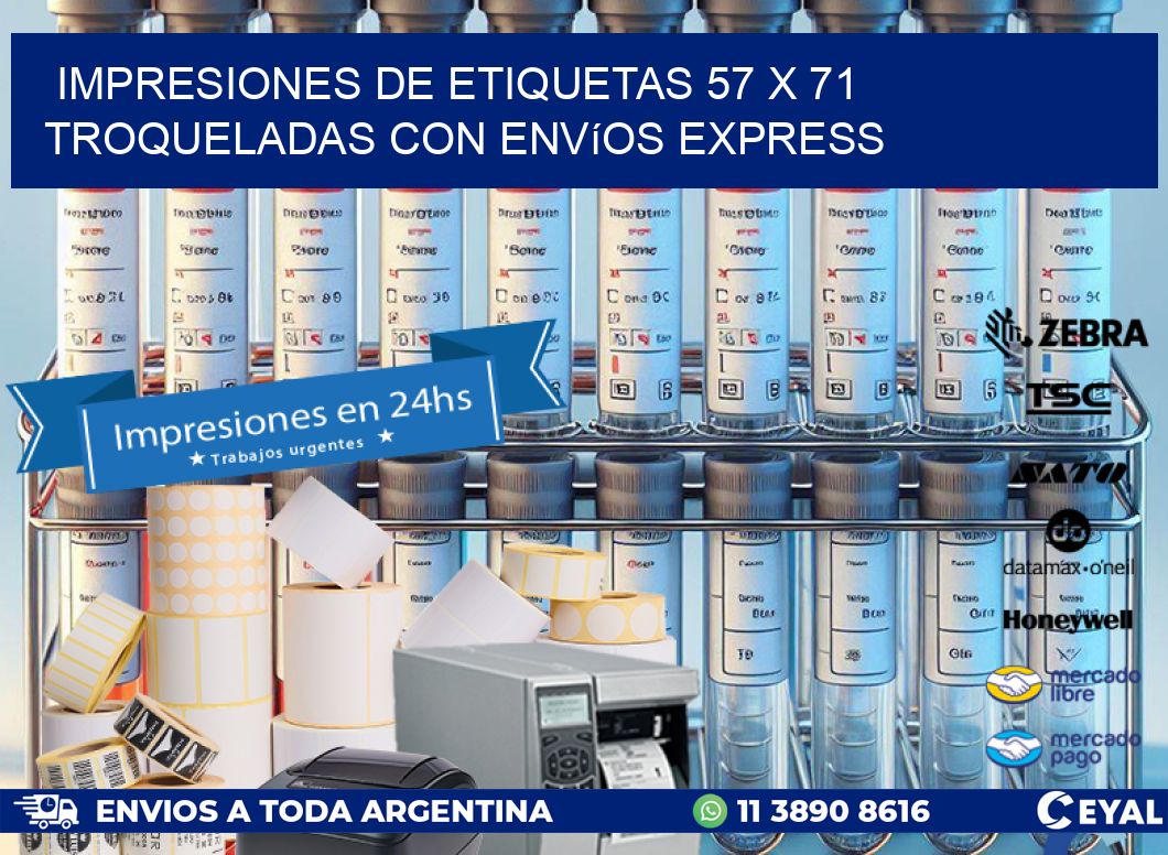 Impresiones de etiquetas 57 x 71 troqueladas con envíos express