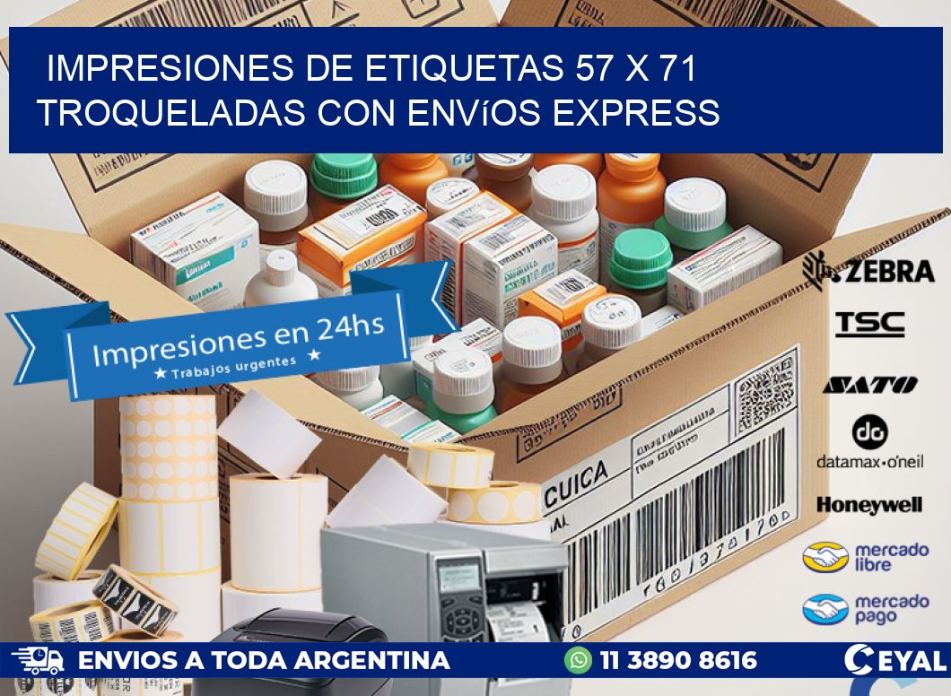Impresiones de etiquetas 57 x 71 troqueladas con envíos express