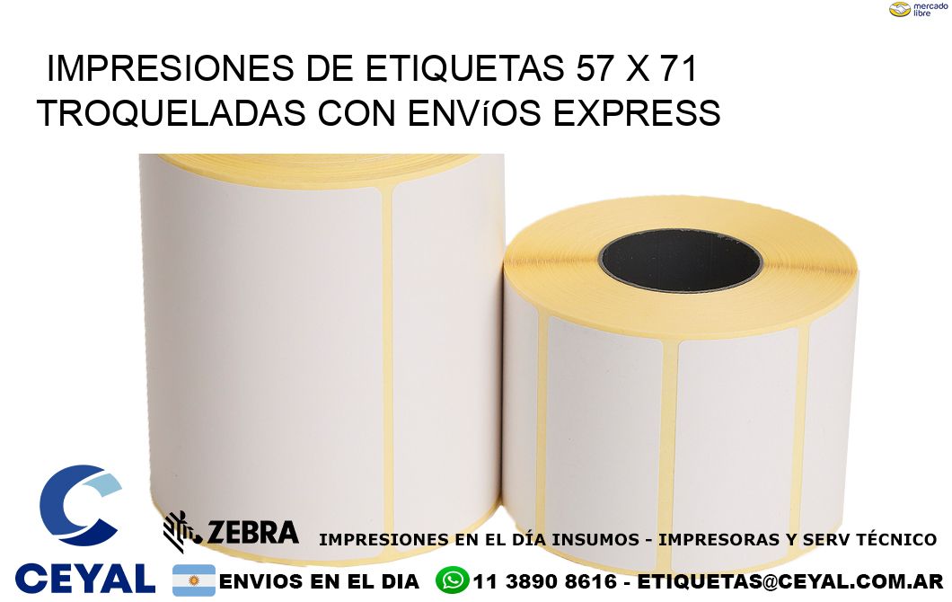 Impresiones de etiquetas 57 x 71 troqueladas con envíos express