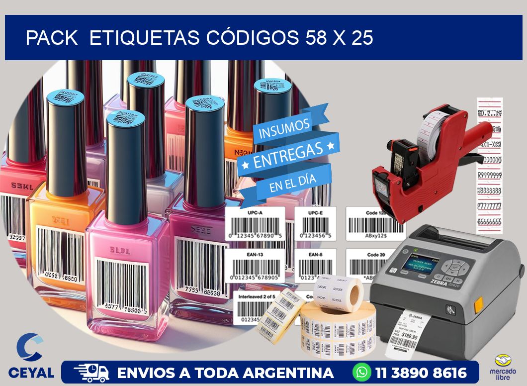 Pack  ETIQUETAS CÓDIGOS 58 x 25