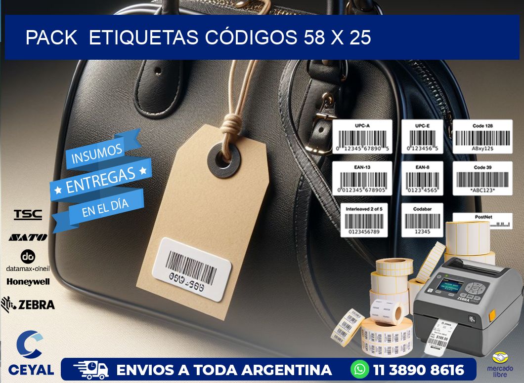 Pack  ETIQUETAS CÓDIGOS 58 x 25
