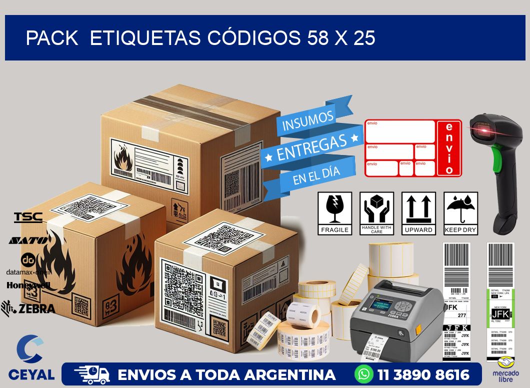 Pack  ETIQUETAS CÓDIGOS 58 x 25