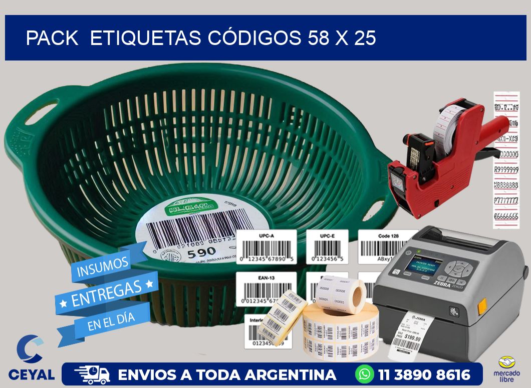 Pack  ETIQUETAS CÓDIGOS 58 x 25