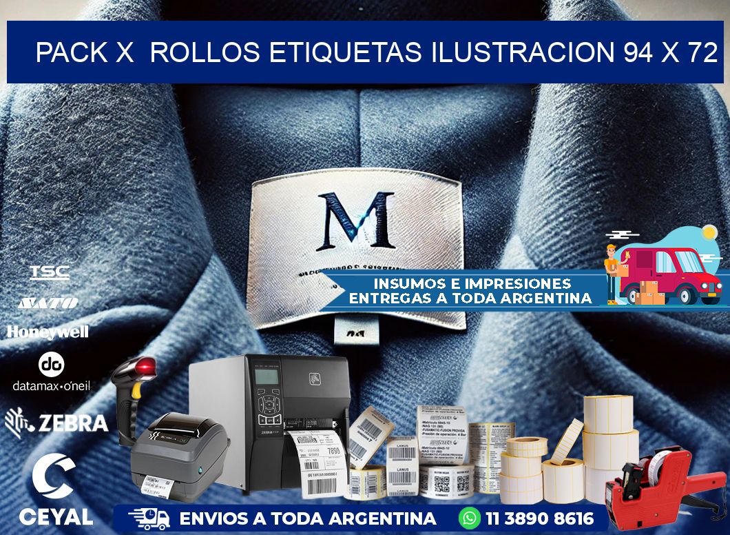 Pack X  Rollos Etiquetas Ilustracion 94 x 72