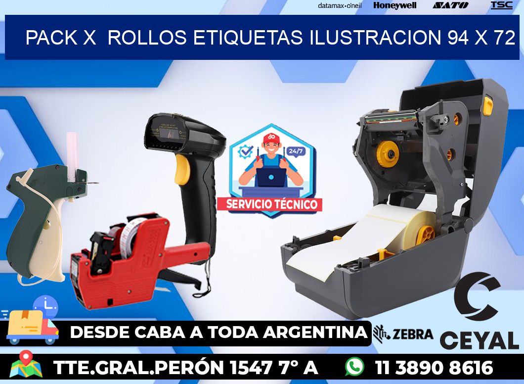 Pack X  Rollos Etiquetas Ilustracion 94 x 72