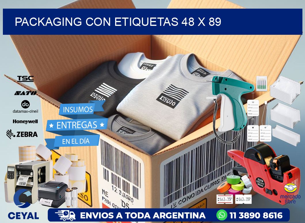 Packaging con etiquetas 48 x 89