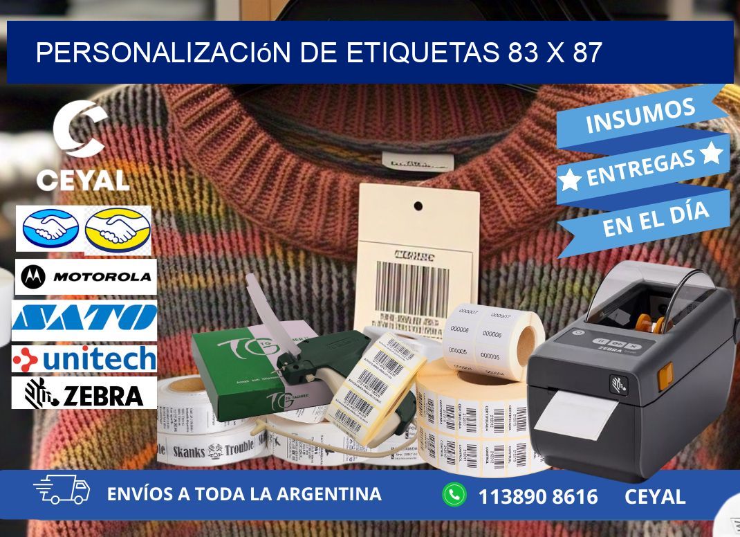 Personalización de etiquetas 83 x 87