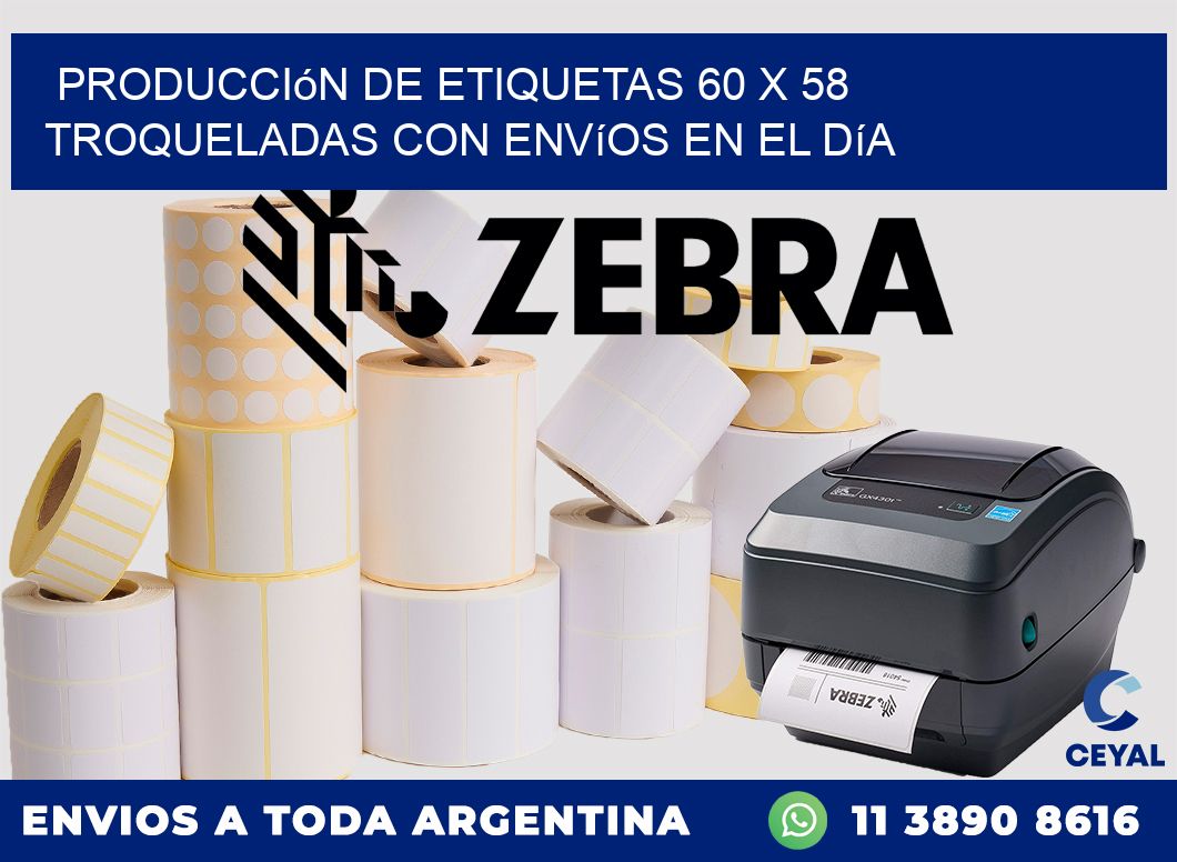 Producción de etiquetas 60 x 58 troqueladas con envíos en el día