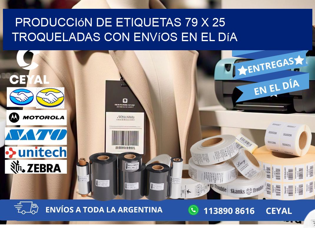 Producción de etiquetas 79 x 25 troqueladas con envíos en el día