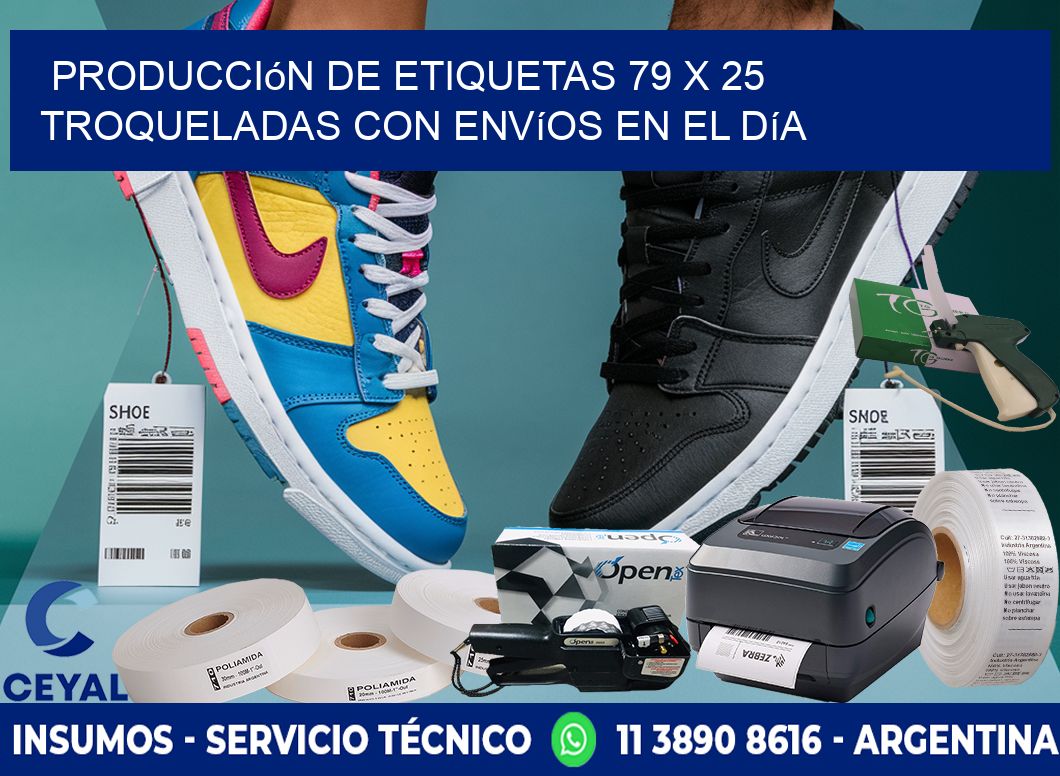 Producción de etiquetas 79 x 25 troqueladas con envíos en el día