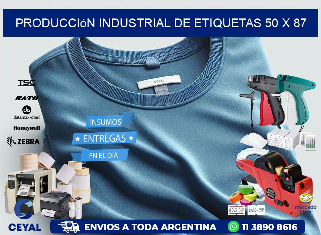 Producción industrial de etiquetas 50 x 87