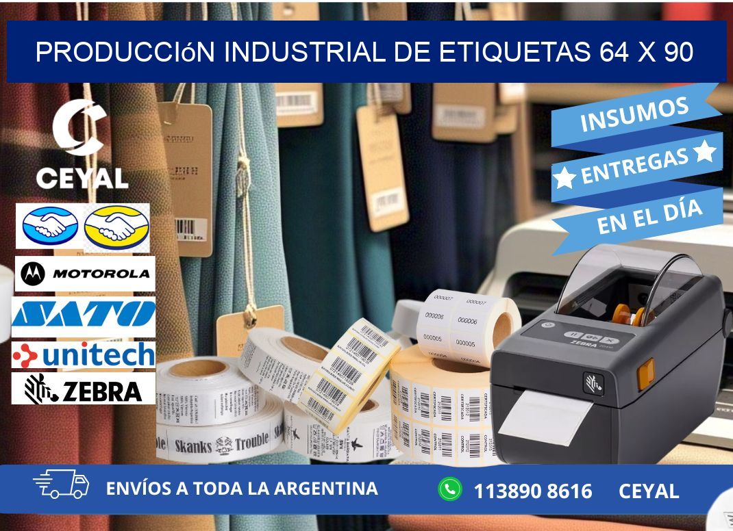 Producción industrial de etiquetas 64 x 90