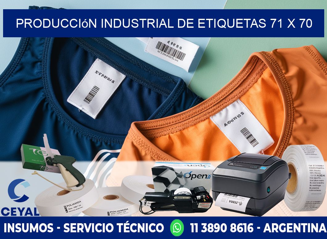 Producción industrial de etiquetas 71 x 70
