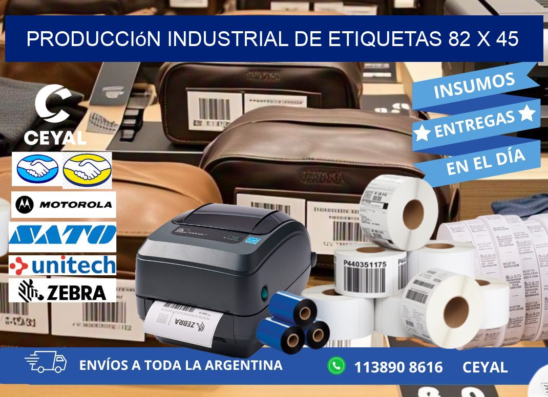 Producción industrial de etiquetas 82 x 45