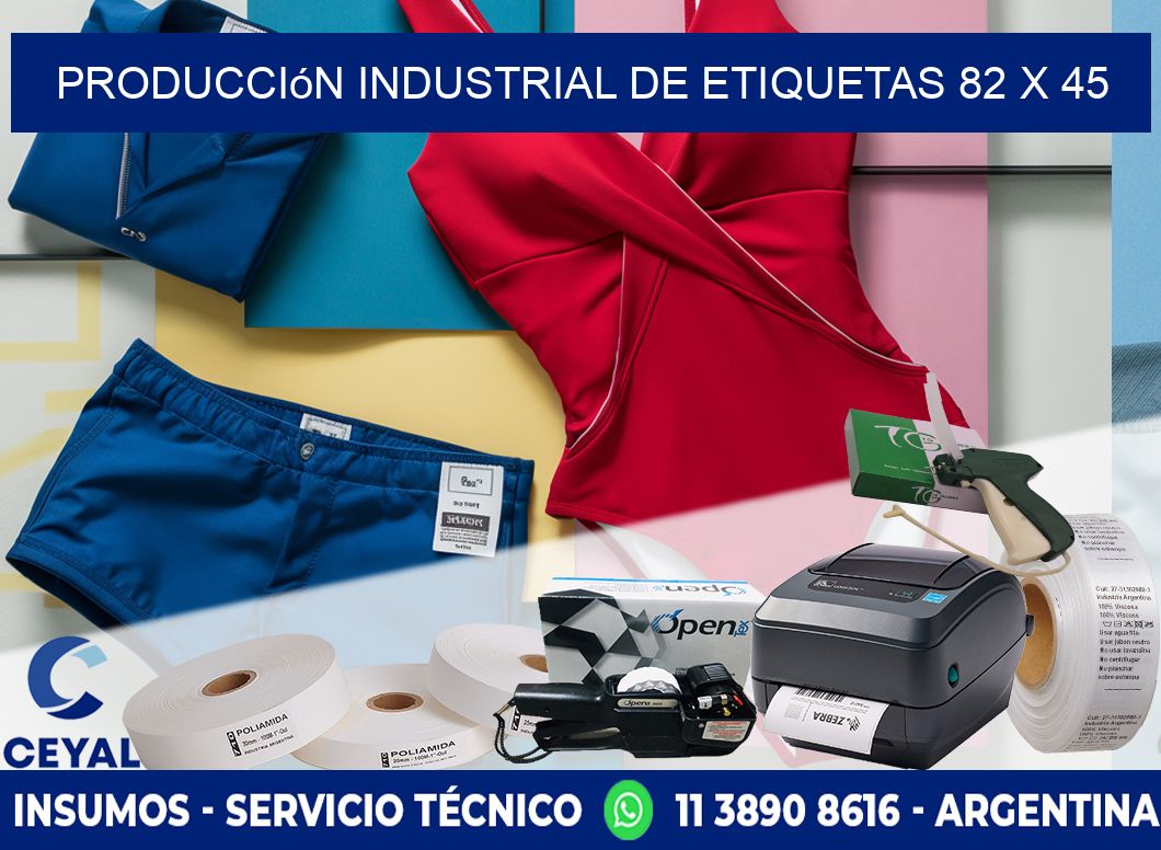 Producción industrial de etiquetas 82 x 45
