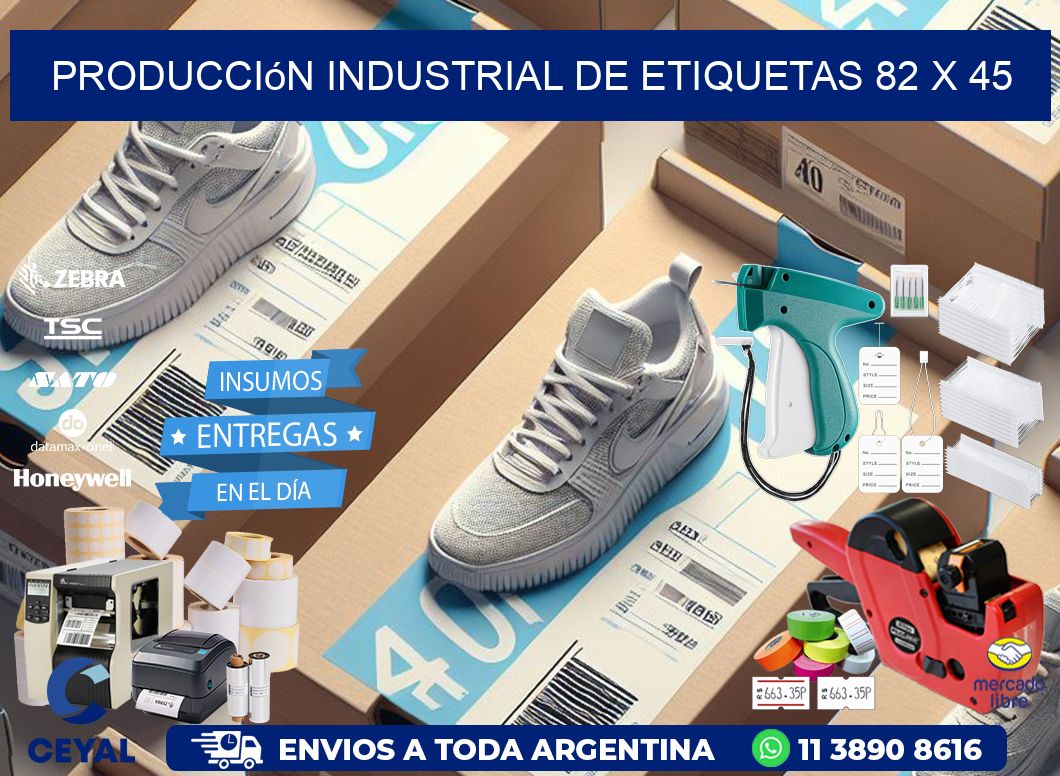 Producción industrial de etiquetas 82 x 45