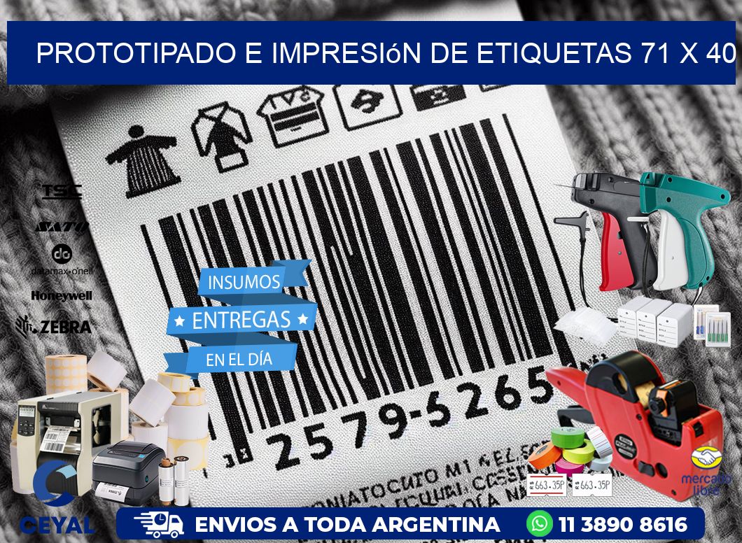 Prototipado e impresión de etiquetas 71 x 40