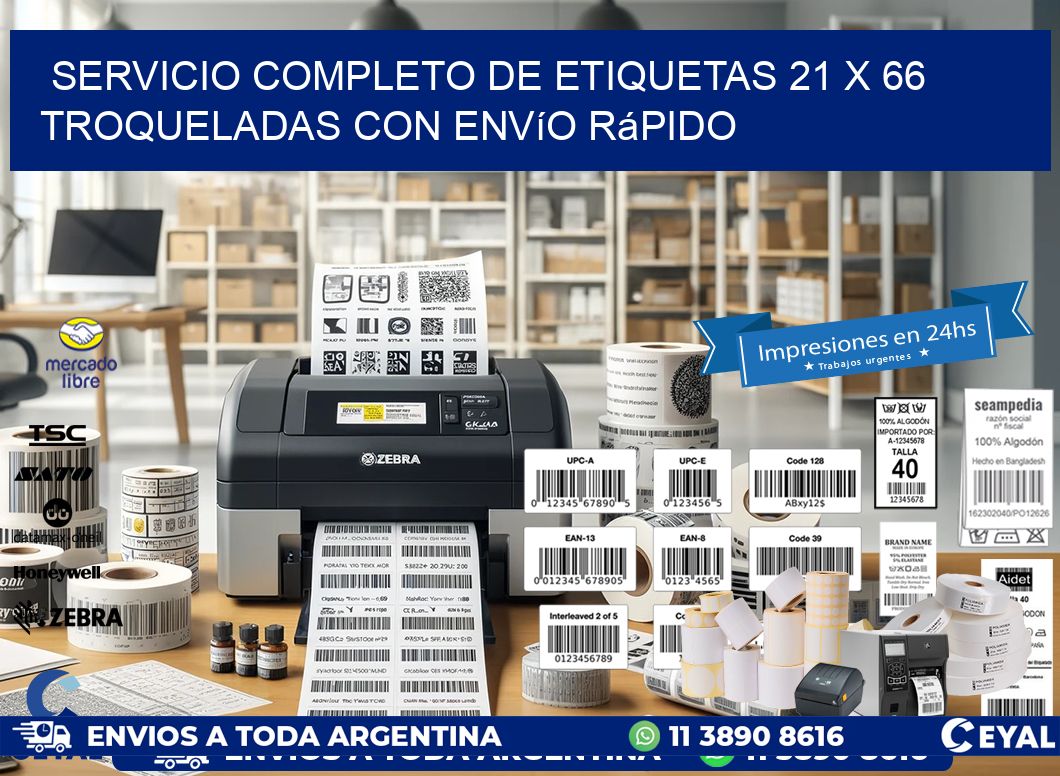 Servicio completo de etiquetas 21 x 66 troqueladas con envío rápido
