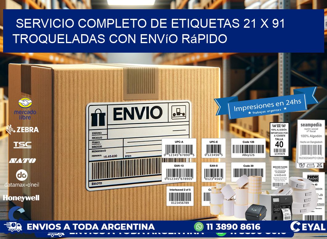 Servicio completo de etiquetas 21 x 91 troqueladas con envío rápido